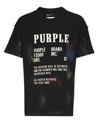 T-shirt à col rond imprimé noir purple brand