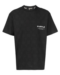 T-shirt à col rond imprimé noir purple brand