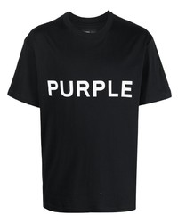 T-shirt à col rond imprimé noir purple brand