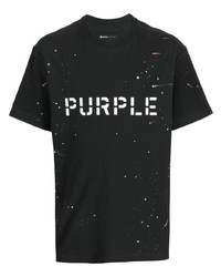 T-shirt à col rond imprimé noir purple brand