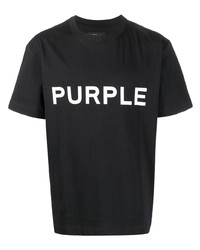 T-shirt à col rond imprimé noir purple brand