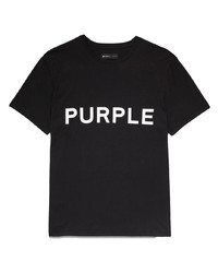 T-shirt à col rond imprimé noir purple brand