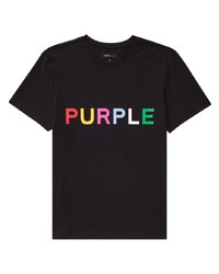 T-shirt à col rond imprimé noir purple brand
