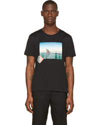 T-shirt à col rond imprimé noir Raf Simons