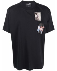 T-shirt à col rond imprimé noir Raf Simons X Fred Perry
