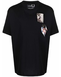 T-shirt à col rond imprimé noir Raf Simons X Fred Perry