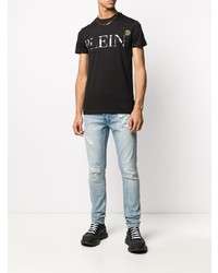 T-shirt à col rond imprimé noir Philipp Plein