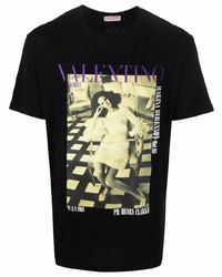 T-shirt à col rond imprimé noir Valentino