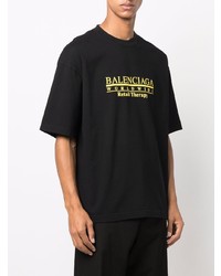 T-shirt à col rond imprimé noir Balenciaga