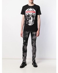 T-shirt à col rond imprimé noir Philipp Plein