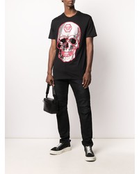 T-shirt à col rond imprimé noir Philipp Plein