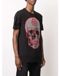 T-shirt à col rond imprimé noir Philipp Plein