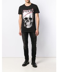 T-shirt à col rond imprimé noir Philipp Plein