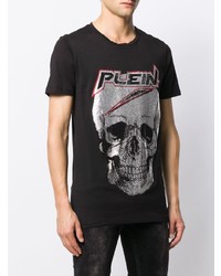 T-shirt à col rond imprimé noir Philipp Plein