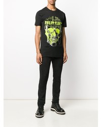 T-shirt à col rond imprimé noir Philipp Plein