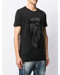 T-shirt à col rond imprimé noir Philipp Plein