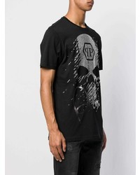 T-shirt à col rond imprimé noir Philipp Plein