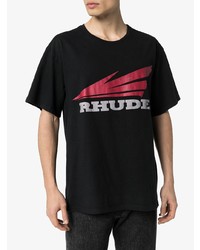 T-shirt à col rond imprimé noir Rhude