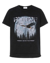 T-shirt à col rond imprimé noir Rhude