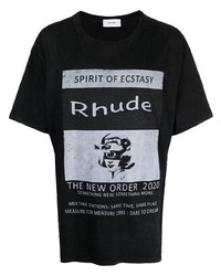 T-shirt à col rond imprimé noir Rhude
