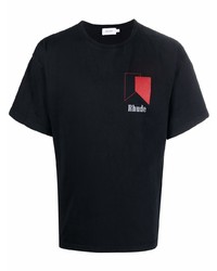 T-shirt à col rond imprimé noir Rhude