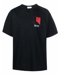 T-shirt à col rond imprimé noir Rhude