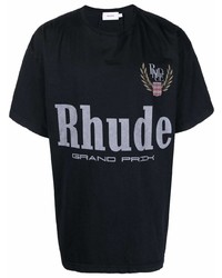 T-shirt à col rond imprimé noir Rhude