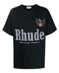 T-shirt à col rond imprimé noir Rhude