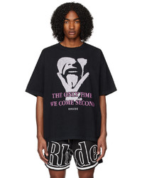 T-shirt à col rond imprimé noir Rhude