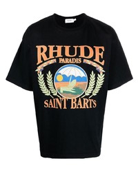 T-shirt à col rond imprimé noir Rhude