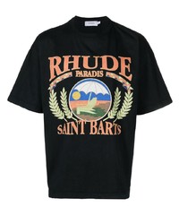 T-shirt à col rond imprimé noir Rhude