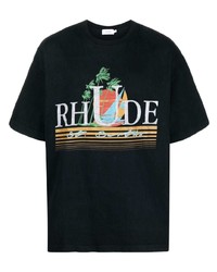 T-shirt à col rond imprimé noir Rhude