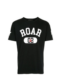 T-shirt à col rond imprimé noir Roar