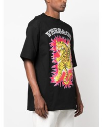 T-shirt à col rond imprimé noir Versace