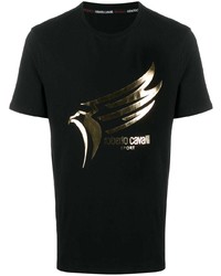 T-shirt à col rond imprimé noir Roberto Cavalli