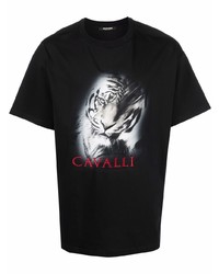 T-shirt à col rond imprimé noir Roberto Cavalli