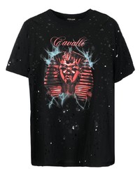 T-shirt à col rond imprimé noir Roberto Cavalli