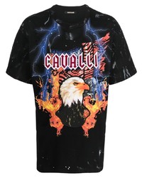 T-shirt à col rond imprimé noir Roberto Cavalli