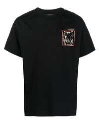 T-shirt à col rond imprimé noir Roberto Cavalli