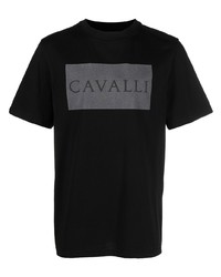 T-shirt à col rond imprimé noir Roberto Cavalli