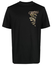 T-shirt à col rond imprimé noir Roberto Cavalli