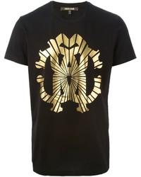 T-shirt à col rond imprimé noir Roberto Cavalli