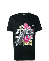 T-shirt à col rond imprimé noir Roberto Cavalli