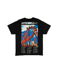 T-shirt à col rond imprimé noir Travis Scott Astroworld