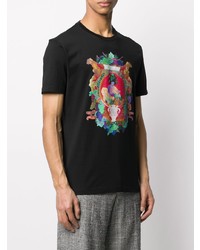 T-shirt à col rond imprimé noir Versace