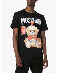 T-shirt à col rond imprimé noir Moschino