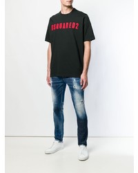 T-shirt à col rond imprimé noir DSQUARED2