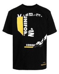 T-shirt à col rond imprimé noir Sacai