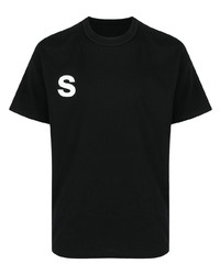 T-shirt à col rond imprimé noir Sacai