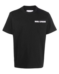 T-shirt à col rond imprimé noir Sacai